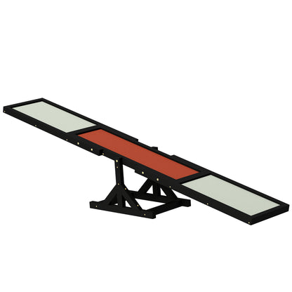 PawHut Wood Pet Seesaw Platform Dog Agility Training Equipment Run Game Toy Weather Resistant Pet Supplies Black