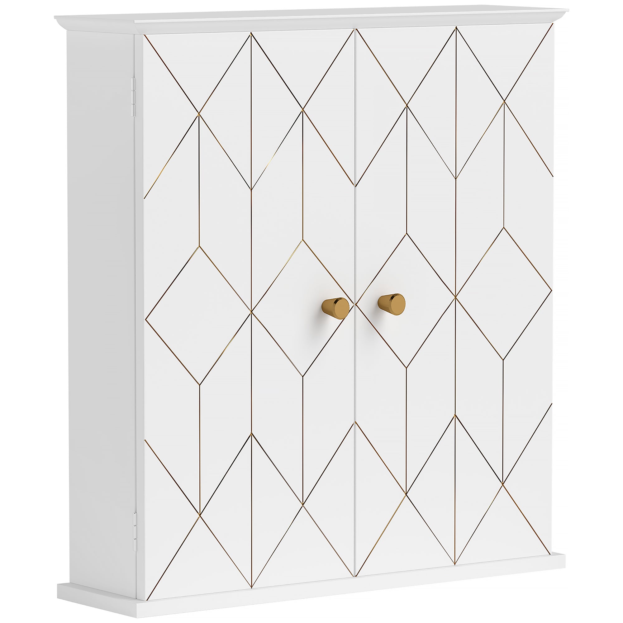 HOMCOM Bathroom Wall Cabinet, Medicine Cabinet, Storage Cabinet with 2 Doors, Adjustable Shelf, White