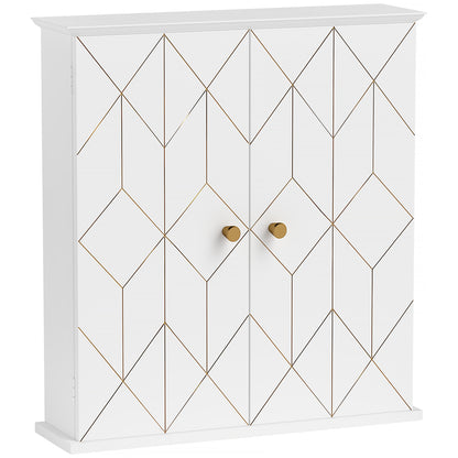 HOMCOM Bathroom Wall Cabinet, Medicine Cabinet, Storage Cabinet with 2 Doors, Adjustable Shelf, White