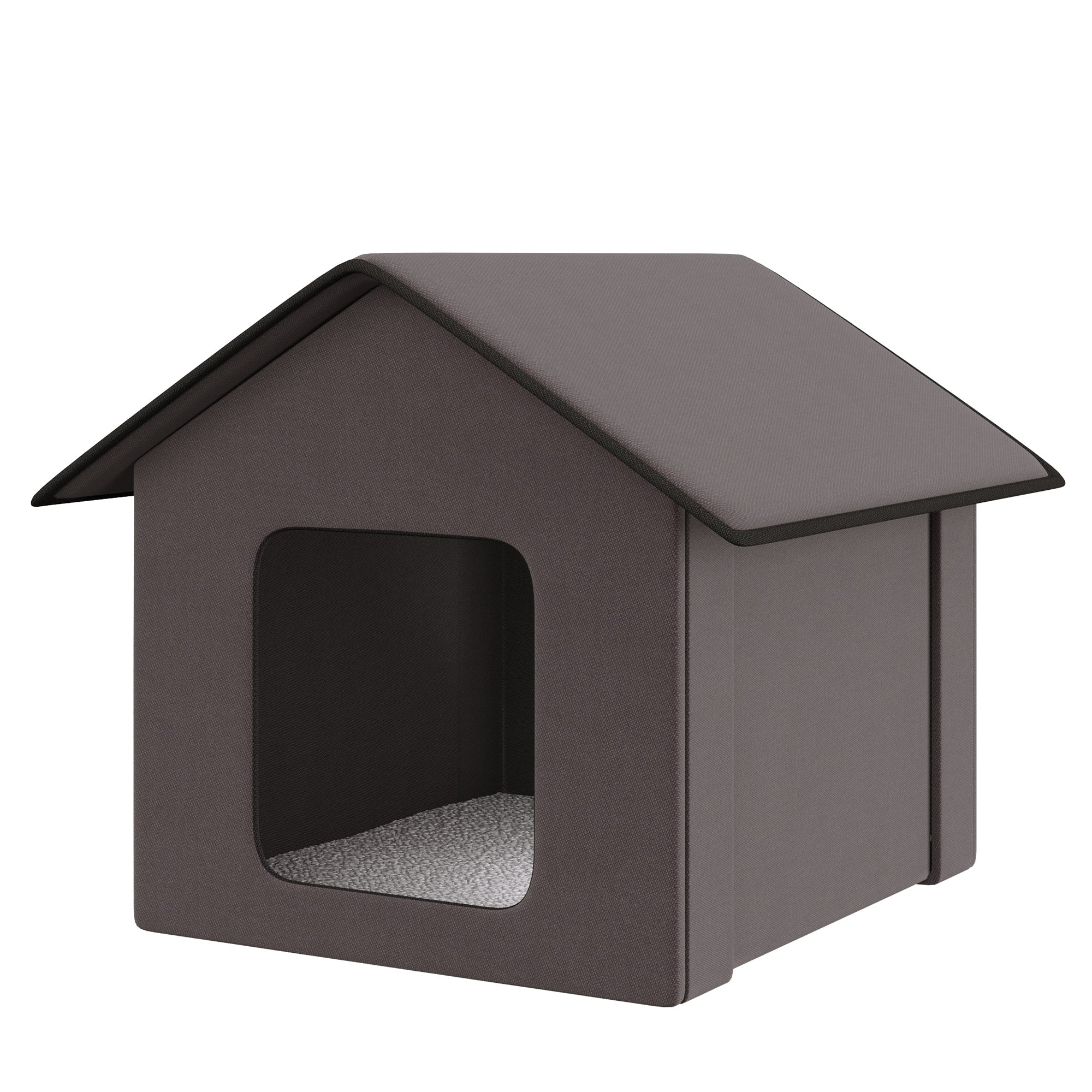 PawHut Heated Cat Houses for Outdoor and Indoor, Portable Kitty Shelter, Waterproof and Insulated, Brown