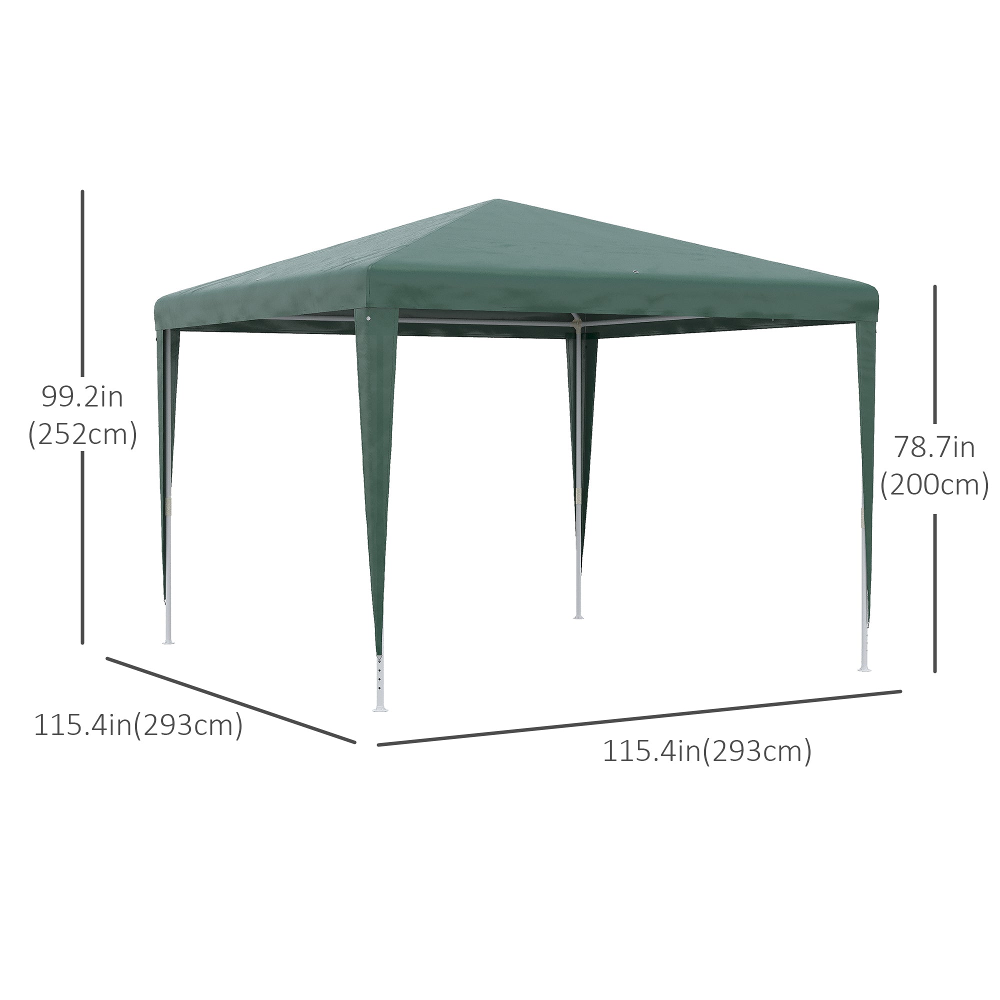 Outsunny 10x10ft Party Tent Portable Gazebo, Folding Garden Canopy Event Shelter Outdoor Sunshade Green