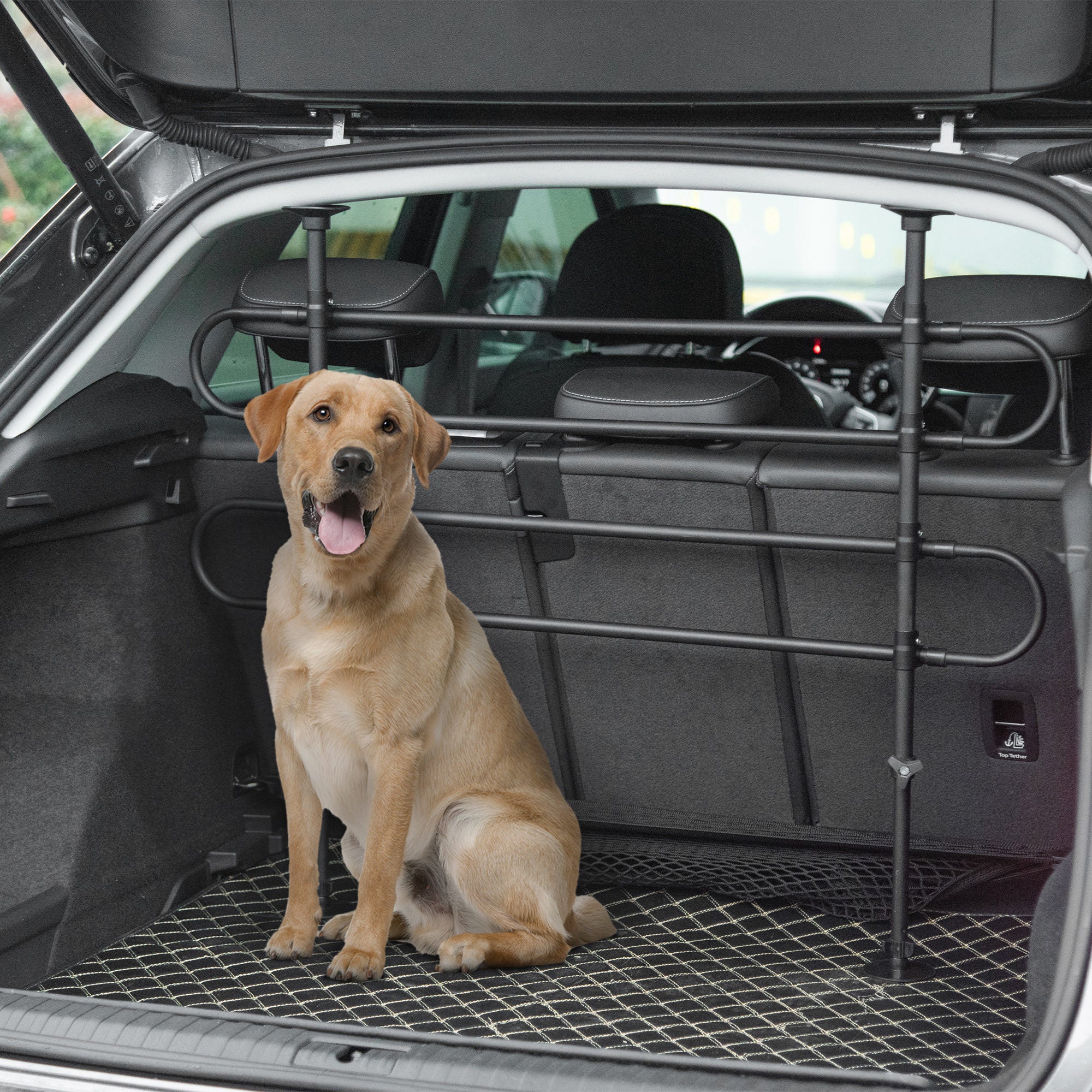PawHut Dog Car Barrier, Adjustable Pet Car Barrier for SUVs, Vehicles, Vans, Universal Back Seat Dog Fence Guard for Safety Car Travel, Black
