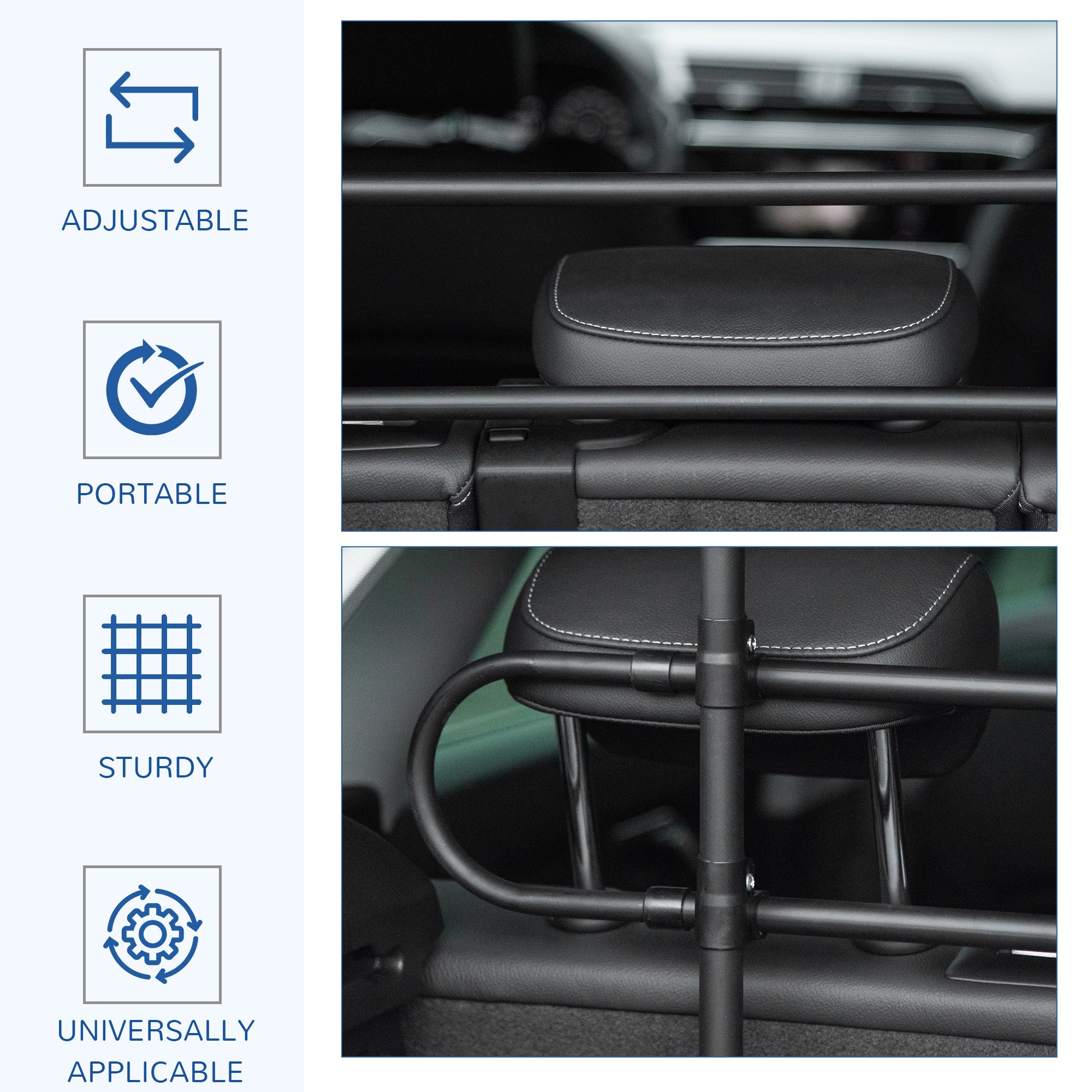 PawHut Dog Car Barrier, Adjustable Pet Car Barrier for SUVs, Vehicles, Vans, Universal Back Seat Dog Fence Guard for Safety Car Travel, Black