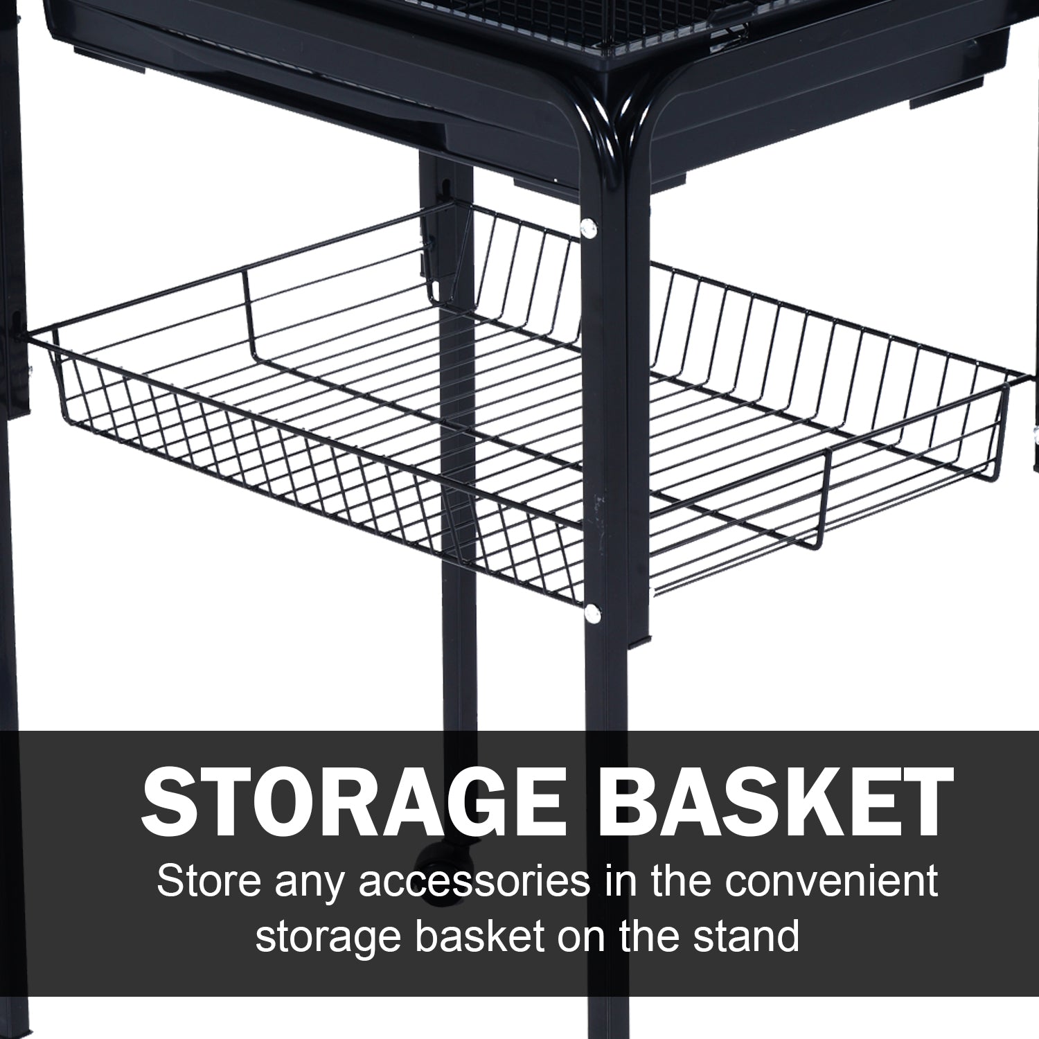 PawHut 60" Rolling Bird Cage Cockatoo House Play Top Finch Pet Supply with Wheels Black