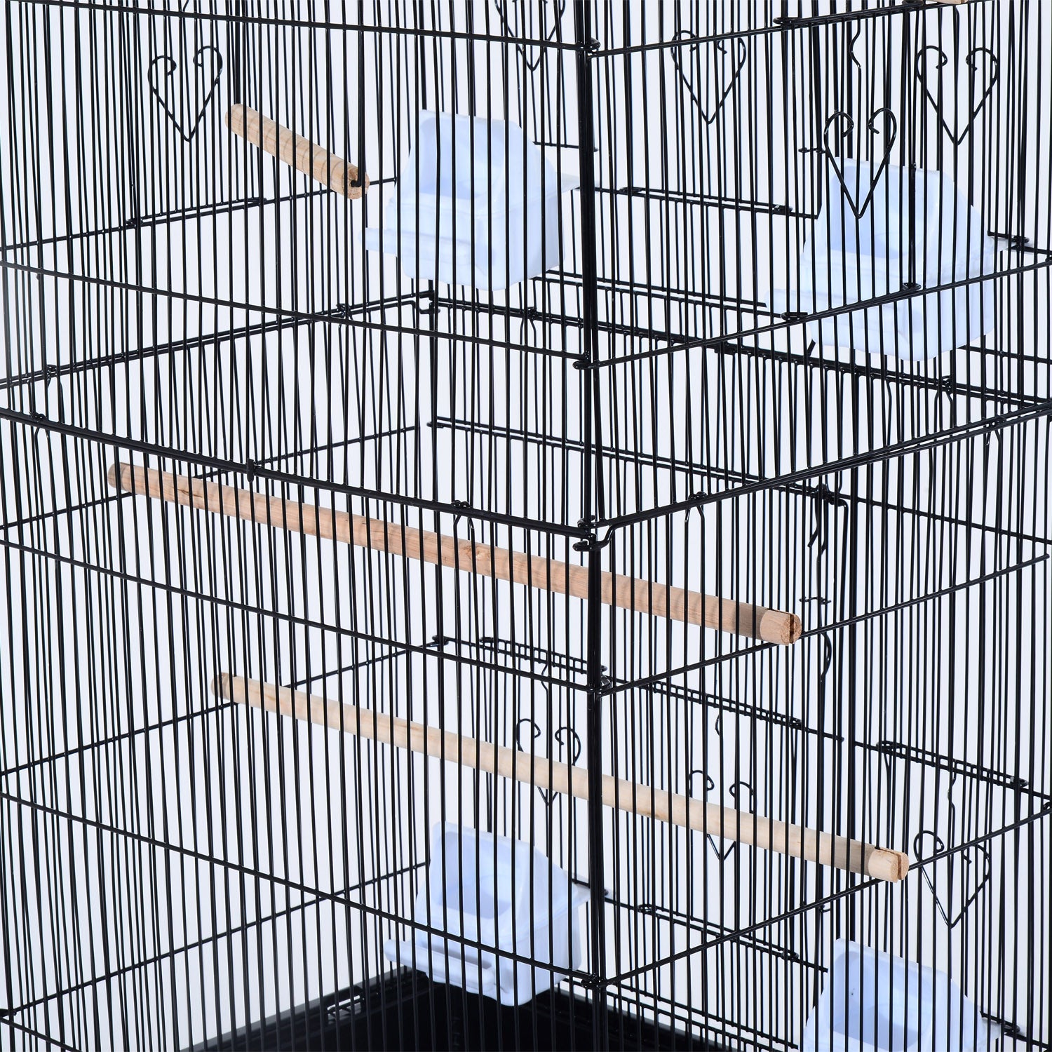 PawHut 60" Rolling Bird Cage Cockatoo House Play Top Finch Pet Supply with Wheels Black