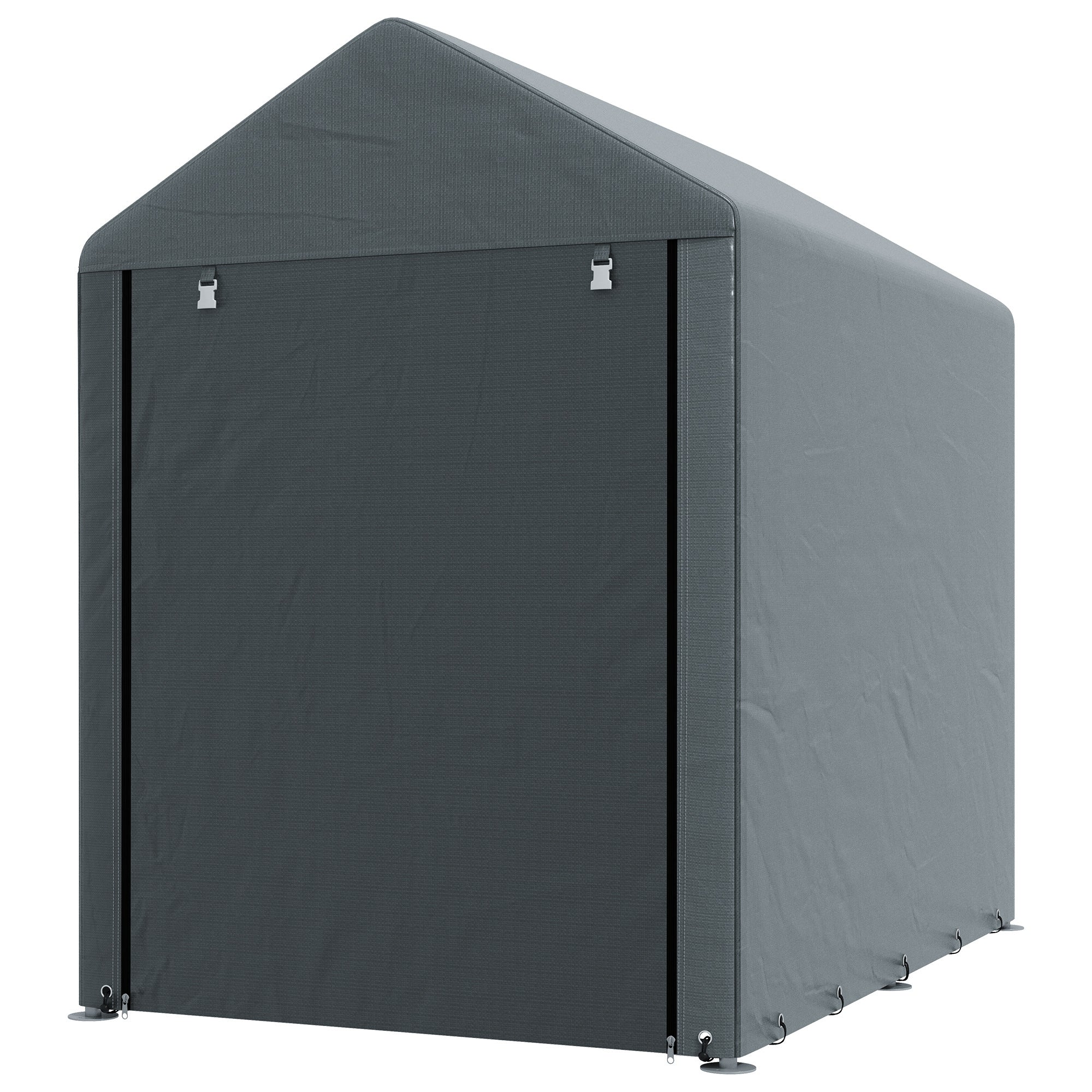 Outsunny 4 x 6ft Portable Shed, Outdoor Storage Shed Tent with Galvanised Steel Frame and Roll-up Door for Motorcycle, Bike, Garden Tools