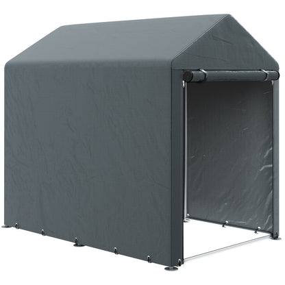 Outsunny 4 x 6ft Portable Shed, Outdoor Storage Shed Tent with Galvanised Steel Frame and Roll-up Door for Motorcycle, Bike, Garden Tools