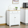 HOMCOM Sideboard Buffet Cabinet with Storage, 27" Kitchen Cabinet with Adjustable Shelf, 2 Drawers and 2 Doors, Coffee Bar Cabinet with Rubberwood Tabletop, White