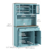 HOMCOM 71" Pantry Cabinet with Microwave Countertop, Tall Kitchen Hutch with 2 Drawers, Freestanding Storage Cabinet with Adjustable Shelves, Glass and Shaker Doors, Blue
