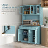 HOMCOM 71" Pantry Cabinet with Microwave Countertop, Tall Kitchen Hutch with 2 Drawers, Freestanding Storage Cabinet with Adjustable Shelves, Glass and Shaker Doors, Blue