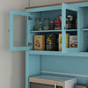 HOMCOM 71" Pantry Cabinet with Microwave Countertop, Tall Kitchen Hutch with 2 Drawers, Freestanding Storage Cabinet with Adjustable Shelves, Glass and Shaker Doors, Blue