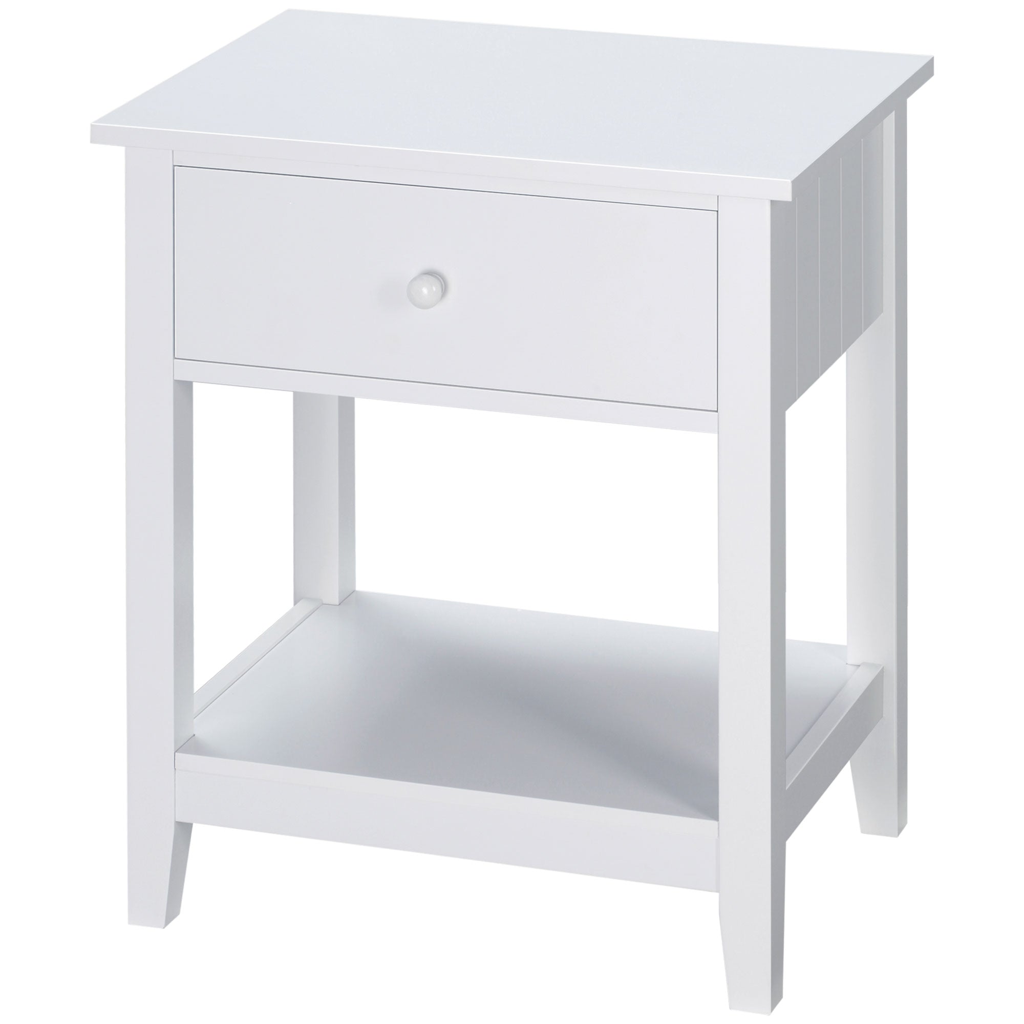 HOMCOM Modern Style Nightstand, Side Table with Drawer and Storage Shelf for Bedroom, 19.7" x 13.8" x 23.6", White