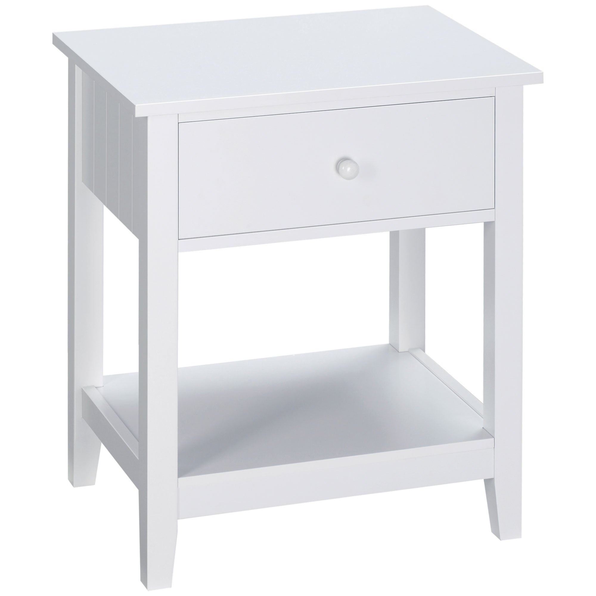 HOMCOM Modern Style Nightstand, Side Table with Drawer and Storage Shelf for Bedroom, 19.7" x 13.8" x 23.6", White