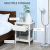 HOMCOM Modern Style Nightstand, Side Table with Drawer and Storage Shelf for Bedroom, 19.7" x 13.8" x 23.6", White