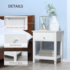 HOMCOM Modern Style Nightstand, Side Table with Drawer and Storage Shelf for Bedroom, 19.7" x 13.8" x 23.6", White
