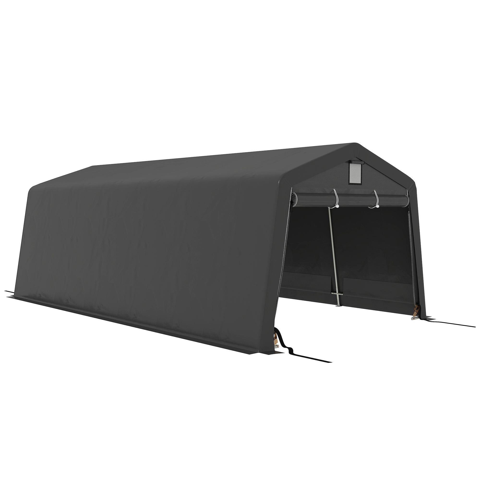 Outsunny 11' x 20' Heavy Duty Carport, Portable Garage Canopy Tent with 2 Ventilation Windows and Large Door, for Car, Truck, Boat, Motorcycle, Bike, Garden Tools, Dark Grey