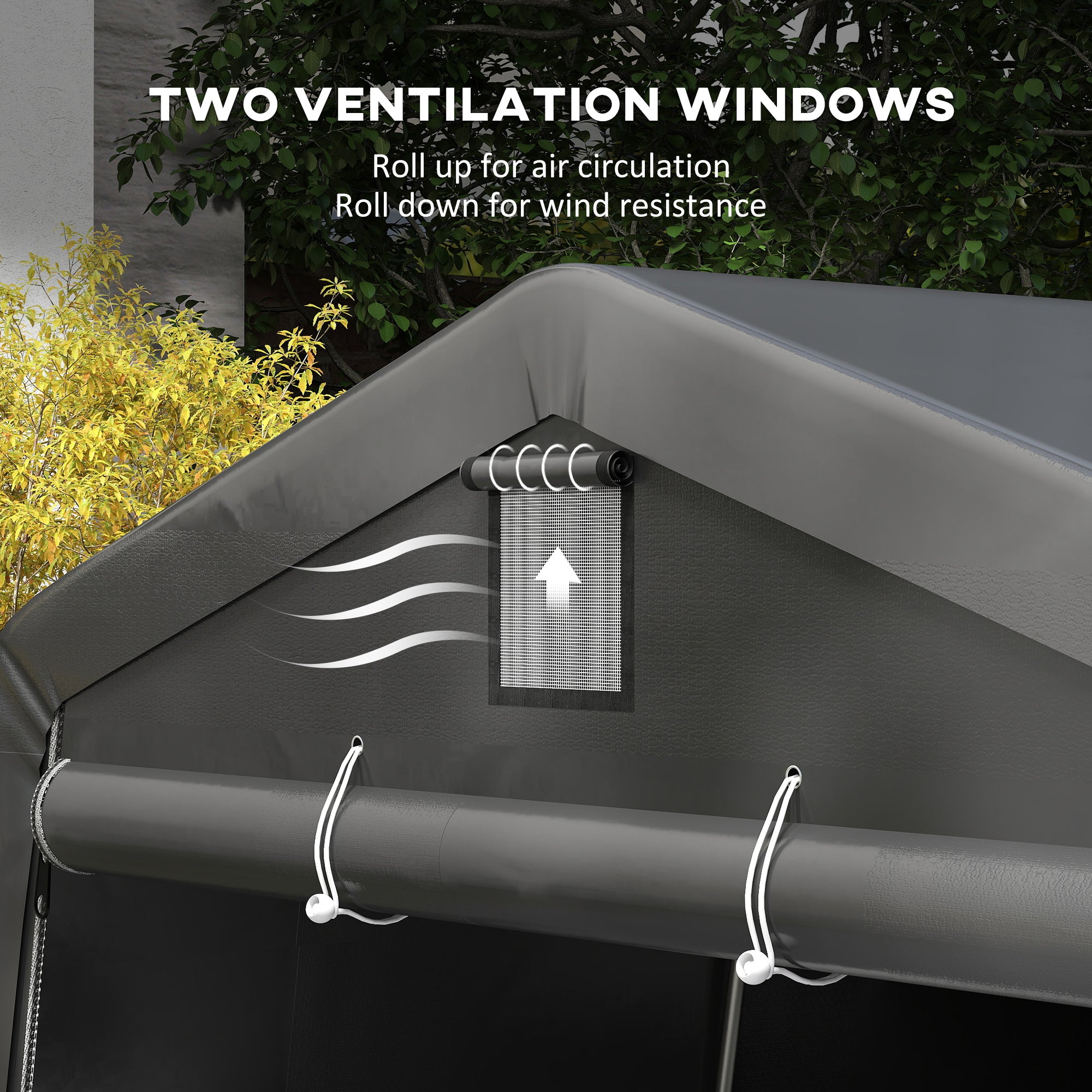 Outsunny 11' x 20' Heavy Duty Carport, Portable Garage Canopy Tent with 2 Ventilation Windows and Large Door, for Car, Truck, Boat, Motorcycle, Bike, Garden Tools, Dark Grey