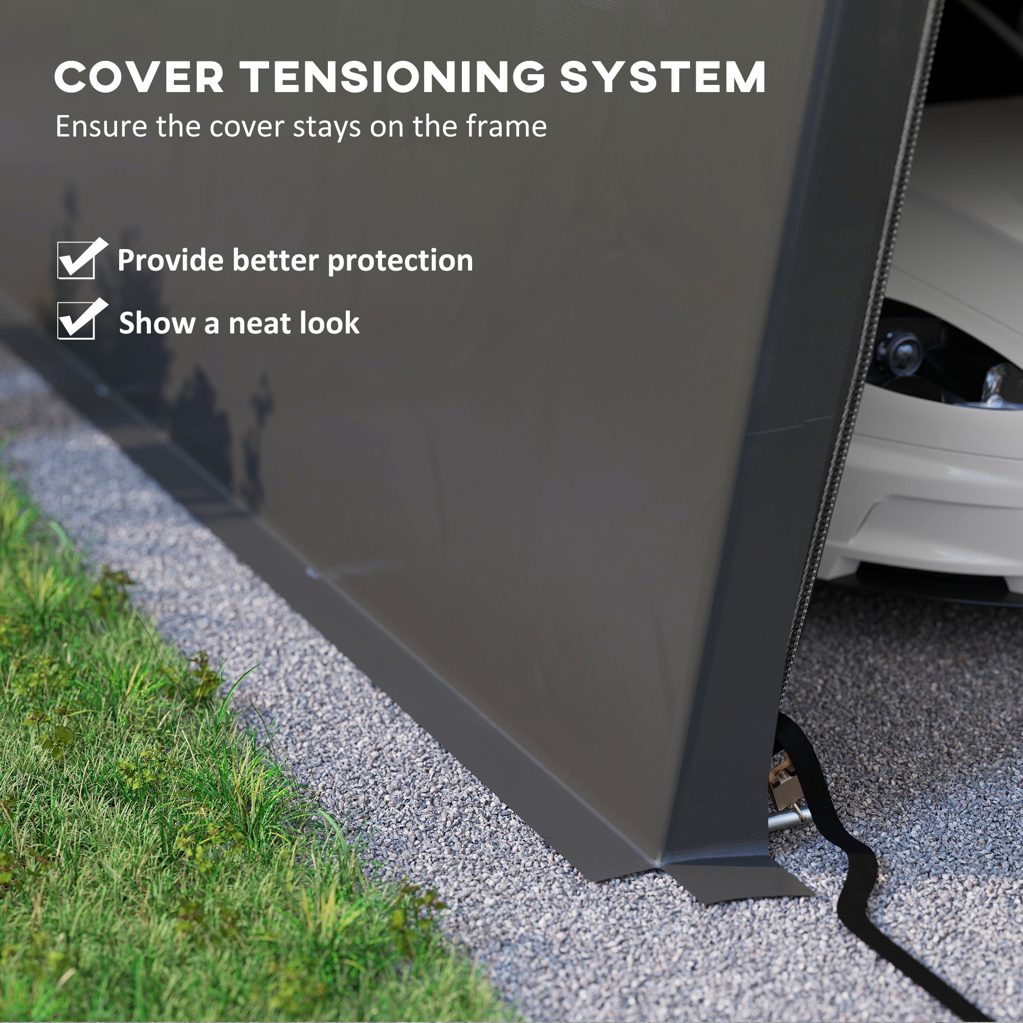 Outsunny 11' x 20' Heavy Duty Carport, Portable Garage Canopy Tent with 2 Ventilation Windows and Large Door, for Car, Truck, Boat, Motorcycle, Bike, Garden Tools, Dark Grey