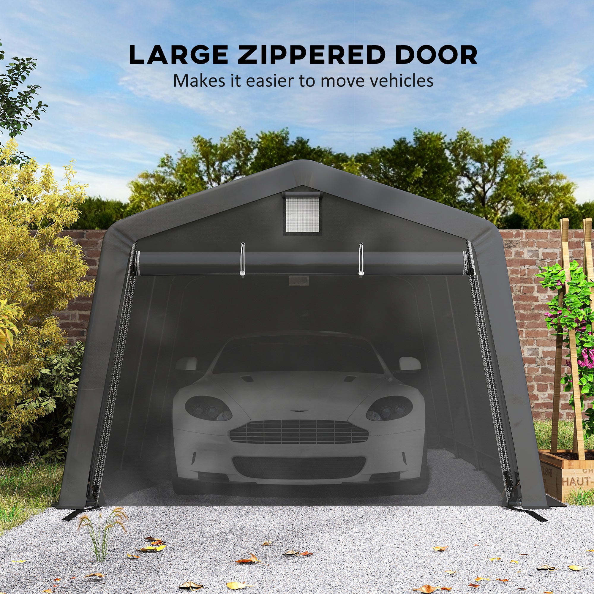 Outsunny 11' x 20' Heavy Duty Carport, Portable Garage Canopy Tent with 2 Ventilation Windows and Large Door, for Car, Truck, Boat, Motorcycle, Bike, Garden Tools, Dark Grey