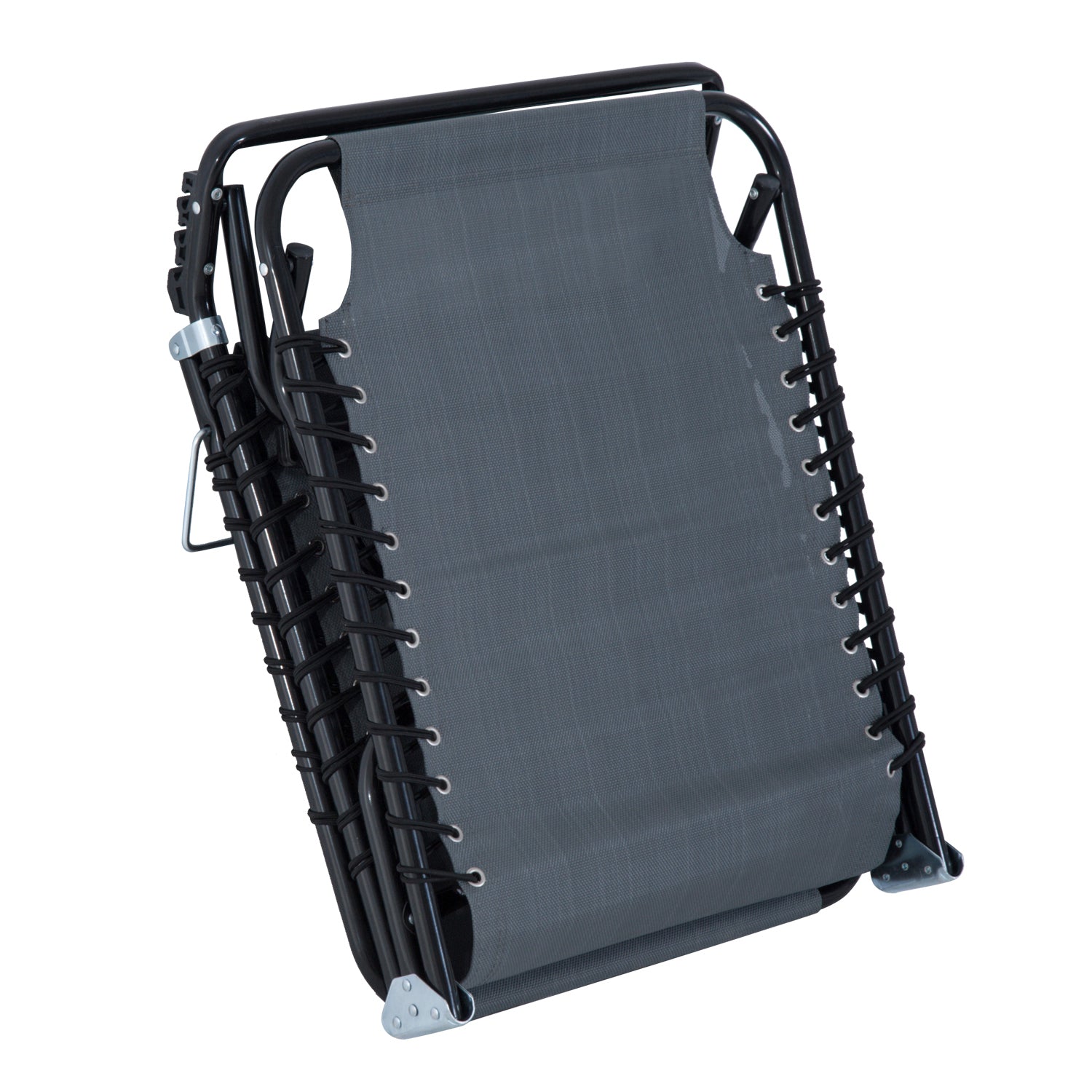 Outsunny Outdoor Folding Lounge Chair, 4-Level Adjustable Chaise Lounge with Headrest, Tanning Chair Beach Bed Reclining Lounger Cot for Camping, Hiking, Backyard, Grey