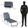 Outsunny Outdoor Folding Lounge Chair, 4-Level Adjustable Chaise Lounge with Headrest, Tanning Chair Beach Bed Reclining Lounger Cot for Camping, Hiking, Backyard, Grey