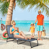 Outsunny Outdoor Folding Lounge Chair, 4-Level Adjustable Chaise Lounge with Headrest, Tanning Chair Beach Bed Reclining Lounger Cot for Camping, Hiking, Backyard, Grey