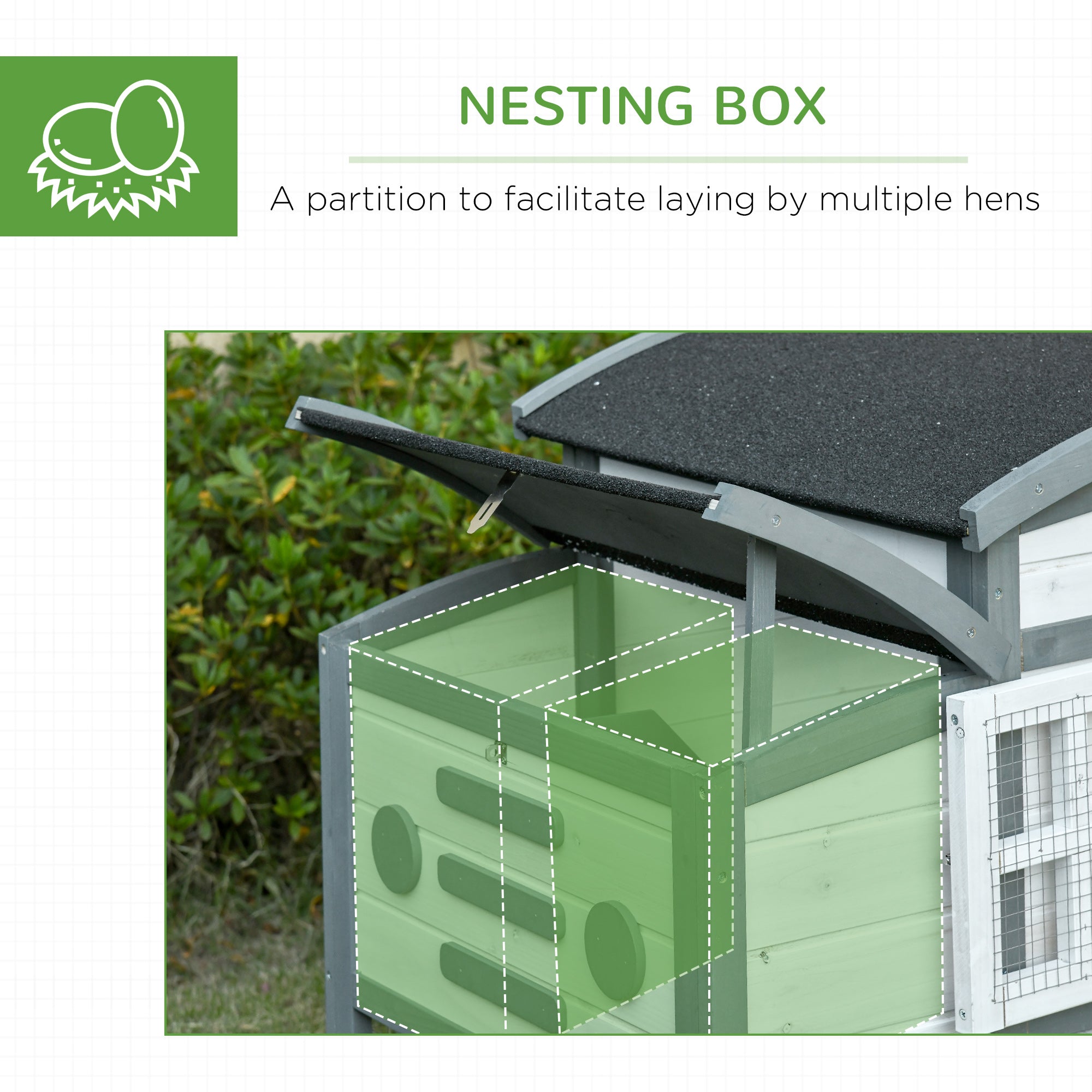 PawHut Chicken Coop with Run Hen Rabbit Hutch House Wooden Poultry Cage w/ Nesting Box Removable Tray Openable Roof Outdoor 140 x 67 x 88.5cm