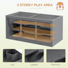 PawHut Wooden Hamster Cage, Mouse Mice Rat Cage Small Animal Cage, 3 Tier Exercise Play House with Slide, Tray, Grey