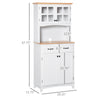 HOMCOM 29.1" Traditional Freestanding Kitchen Pantry Cabinet with Framed Door and Louvered Cabinet, Kitchen Buffet and Hutch Wooden Storage Sideboard with Microwave Counter, White