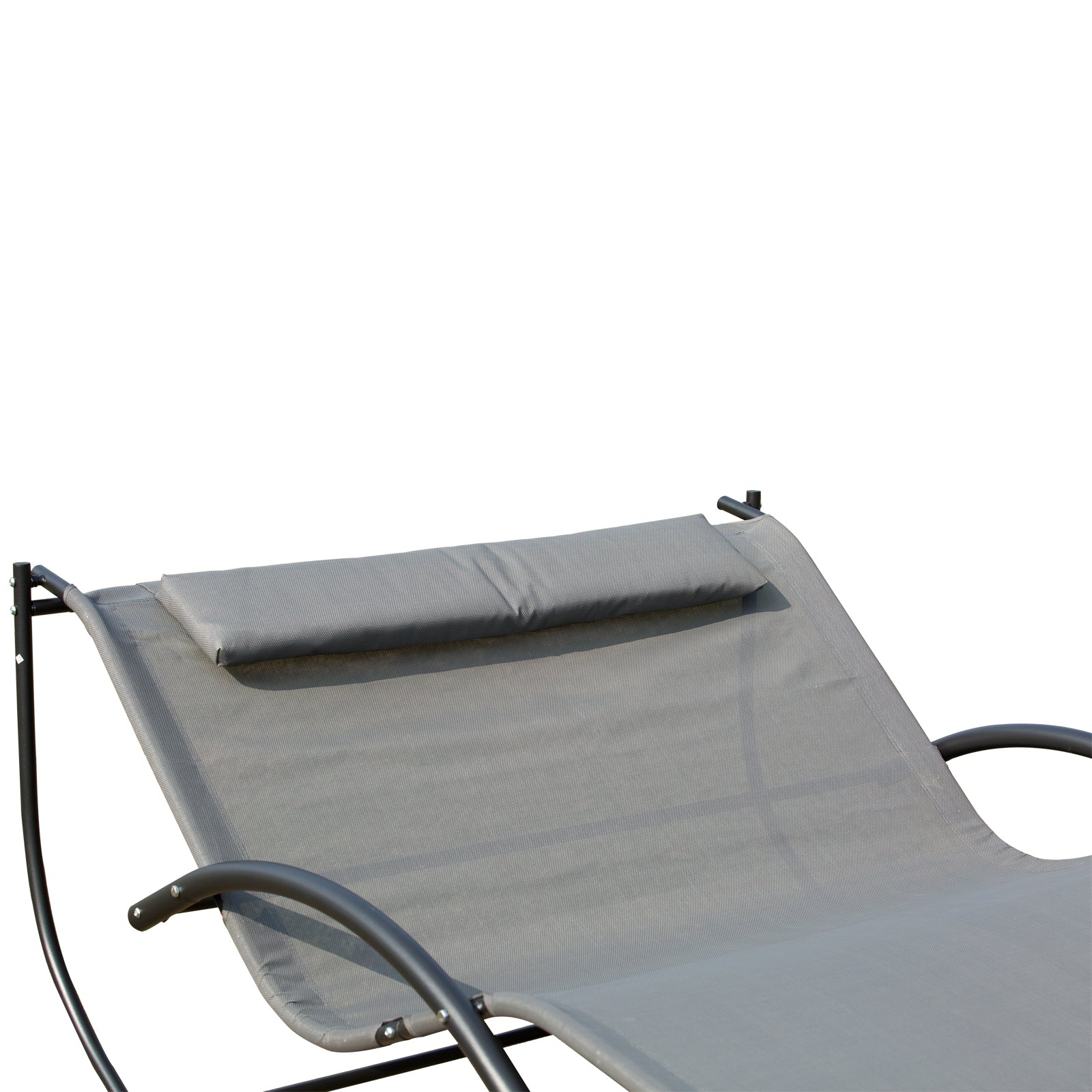Outsunny Double Chaise Lounger Garden Rocker Sun Bed Outdoor Hammock Chair Texteline with Pillow Grey