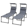 Outsunny Folding Chaise Lounge with Adjustable Sunroof, Outdoor Quick Dry Padded Tanning Chairs with Headrest, Reclining Back Outdoor Lounge Chair, for Beach, Yard, Patio, Grey