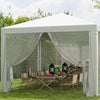 Outsunny 10' x 28' Party Tent Outdoor Canopy Garden Sun Shade with 8 Mosquito Mesh Netting and Zipper Door, White