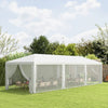 Outsunny 10' x 28' Party Tent Outdoor Canopy Garden Sun Shade with 8 Mosquito Mesh Netting and Zipper Door, White