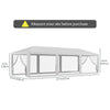Outsunny 10' x 28' Party Tent Outdoor Canopy Garden Sun Shade with 8 Mosquito Mesh Netting and Zipper Door, White
