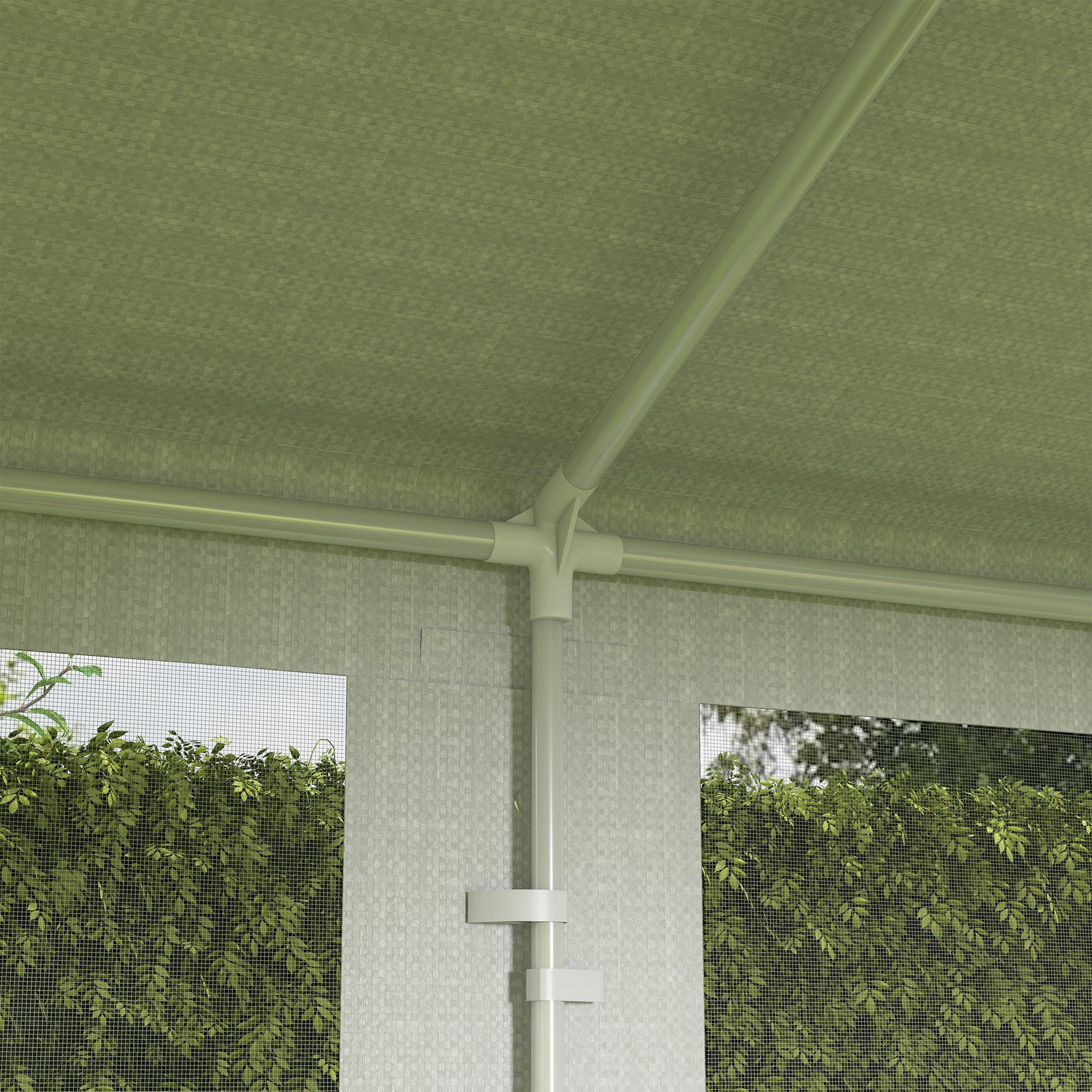 Outsunny 10' x 28' Party Tent Outdoor Canopy Garden Sun Shade with 8 Mosquito Mesh Netting and Zipper Door, White