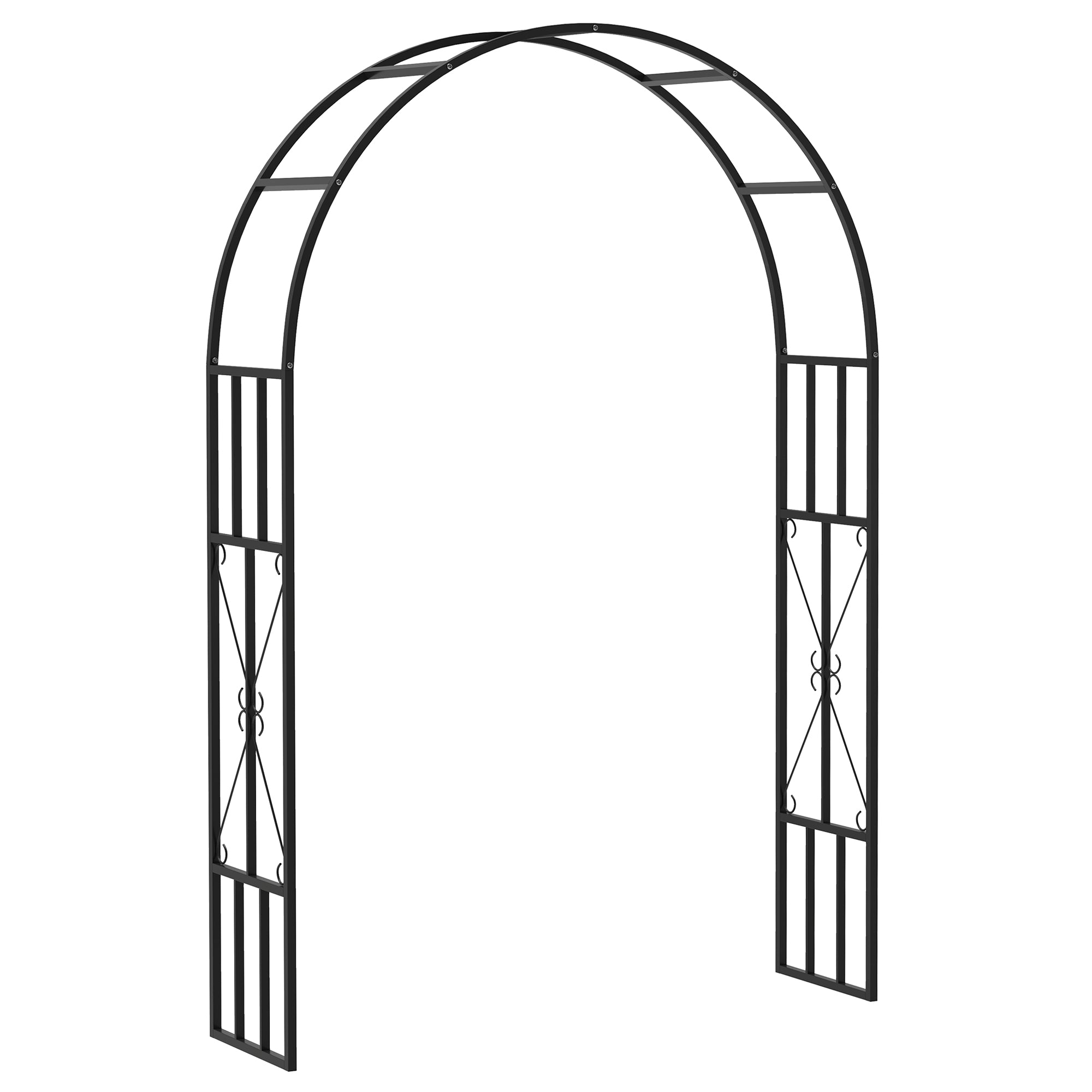 Outsunny 7.3ft Steel Garden Arch Trellis, Garden Arbor Trellis for Climbing Plants Roses Wisteria Vines, Flower Arch Wedding Arch Stand for Bridal Party Ceremony Decoration, Black