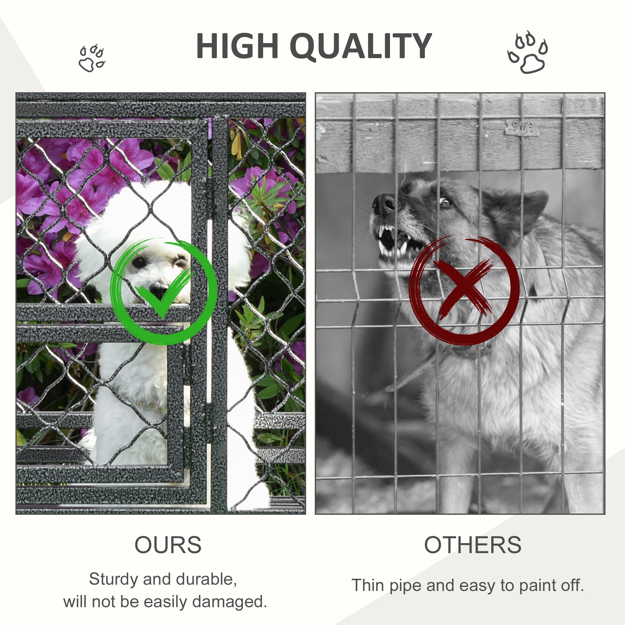PawHut Heavy Duty Dog Crate, Metal Dog Kennel Cage with Wheels, Openable Top, Removable Tray, Stainless Steel Bowl, for Small, Medium, Large & XL Dogs, 42.5