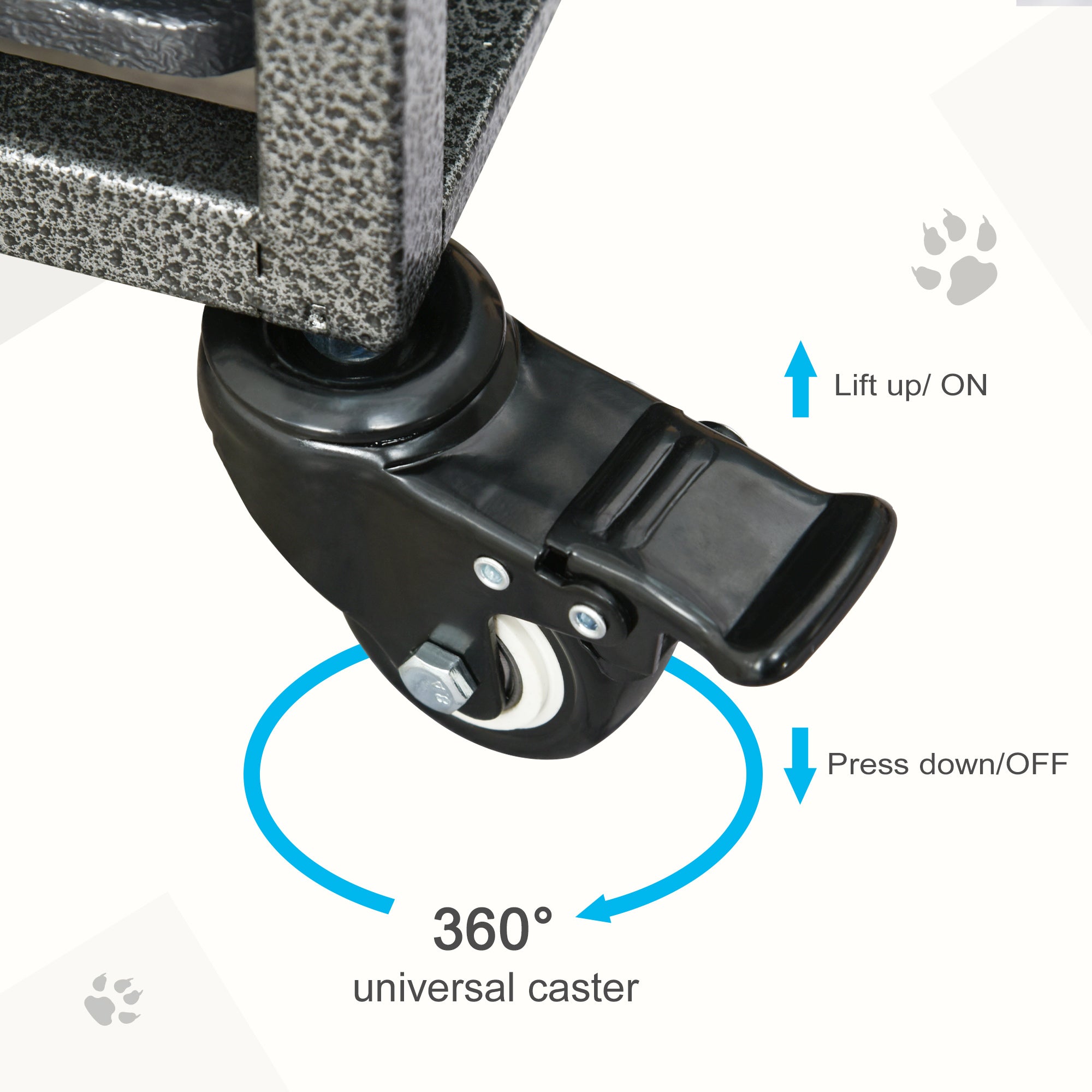 PawHut Heavy Duty Dog Crate, Metal Dog Kennel Cage with Wheels, Openable Top, Removable Tray, Stainless Steel Bowl, for Small, Medium, Large & XL Dogs, 42.5" x 29" W x 35"