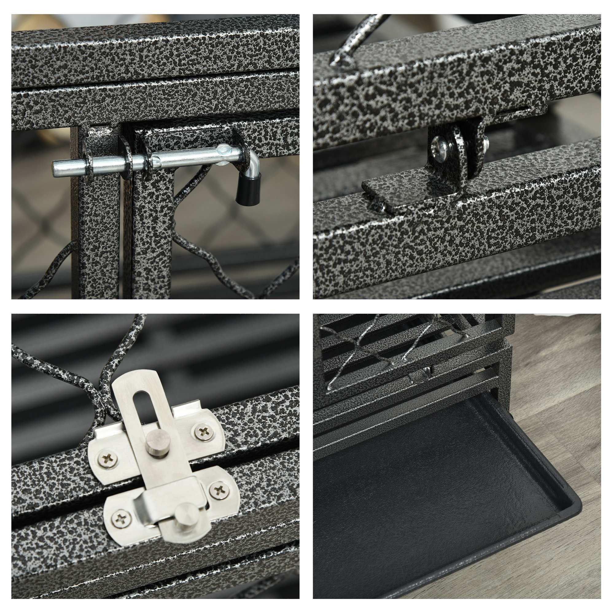 PawHut Heavy Duty Dog Crate, Metal Dog Kennel Cage with Wheels, Openable Top, Removable Tray, Stainless Steel Bowl, for Small, Medium, Large & XL Dogs, 42.5" x 29" W x 35"