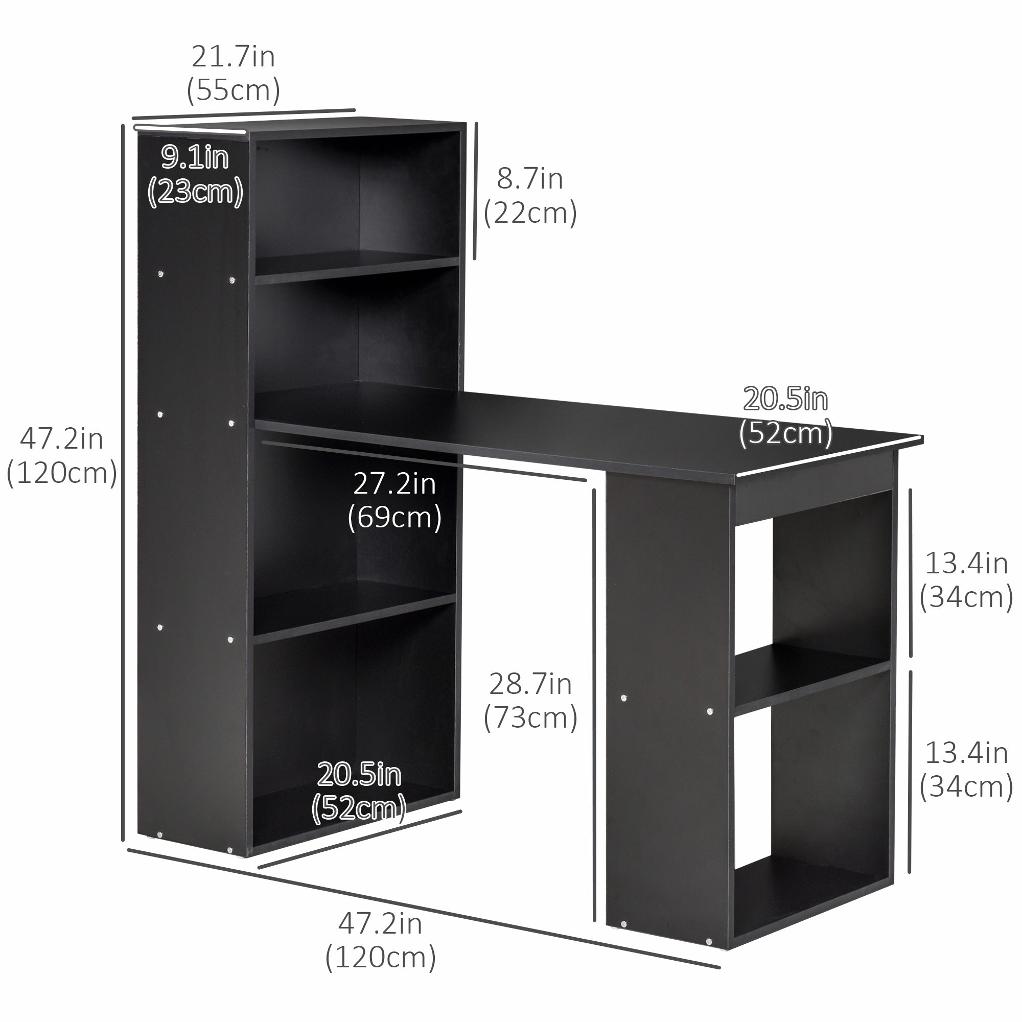 HOMCOM Modern Computer Desk with Storage Shelves, 47