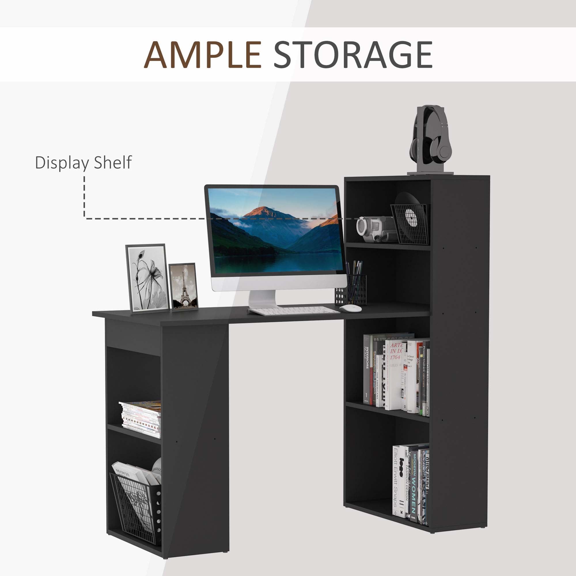 HOMCOM Modern Computer Desk with Storage Shelves, 47