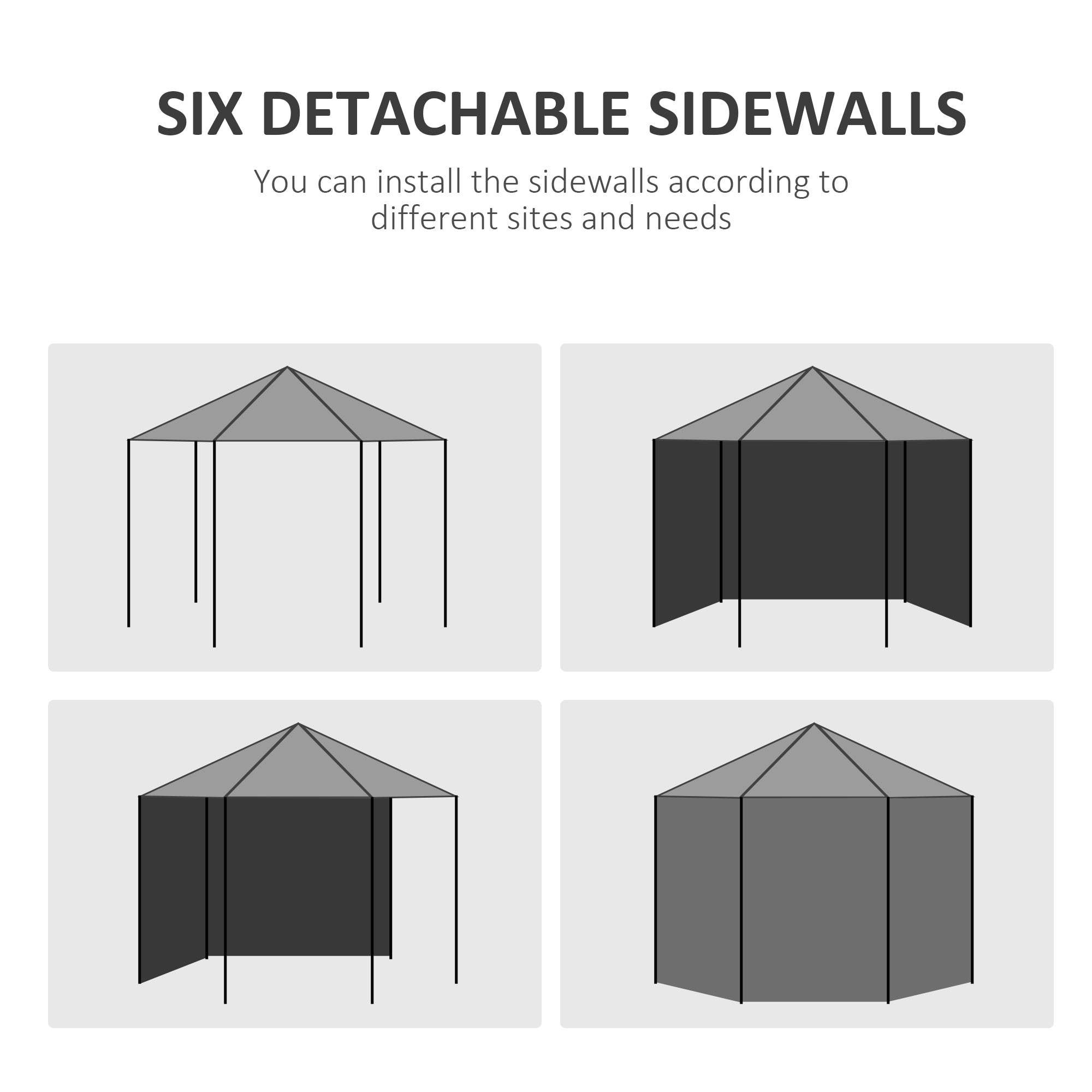 Outsunny 13 ft. Gazebo Canopy Party Tent with 6 Removable Side Walls with Windows and Doors for Outdoor Events, White