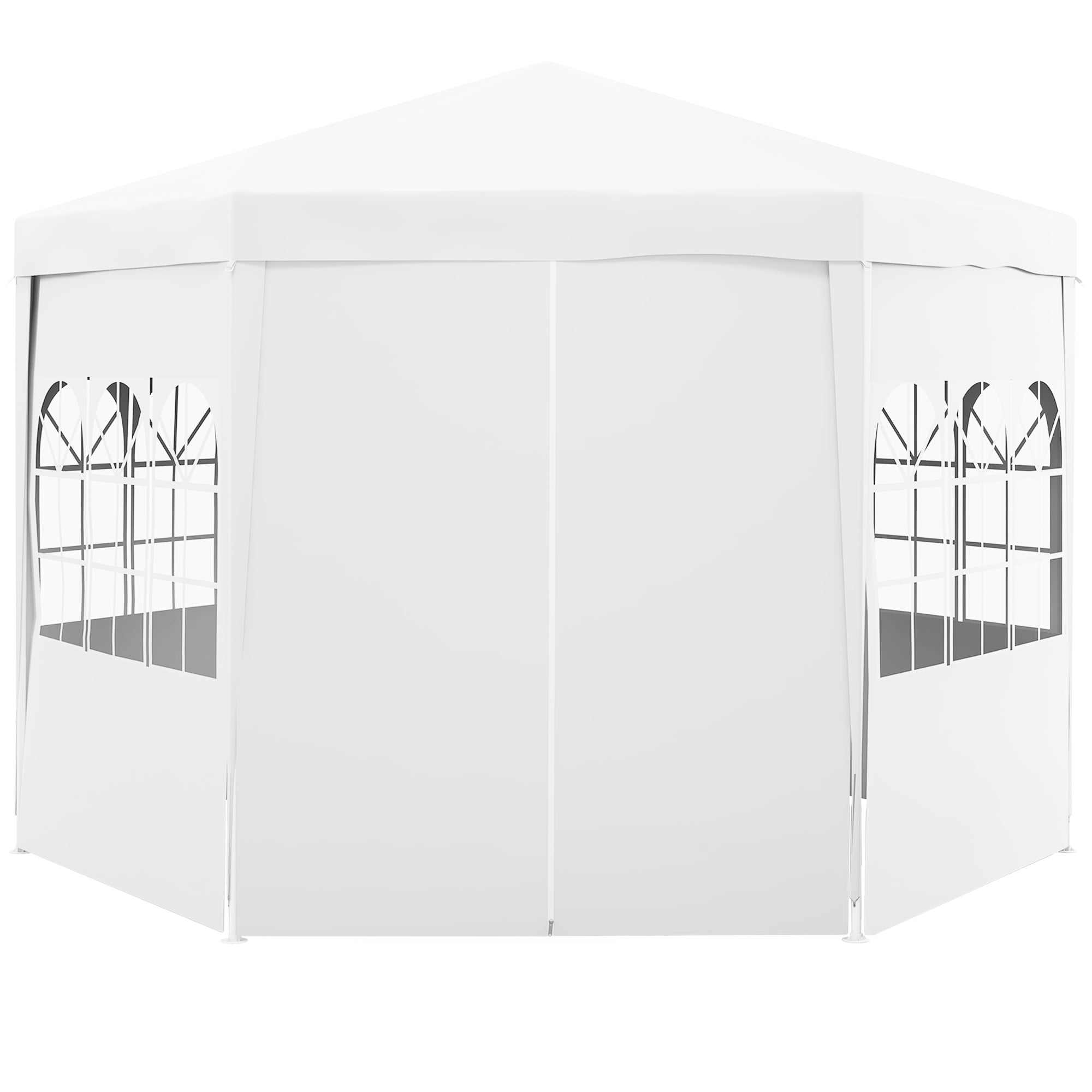 Outsunny 13 ft. Gazebo Canopy Party Tent with 6 Removable Side Walls with Windows and Doors for Outdoor Events, White