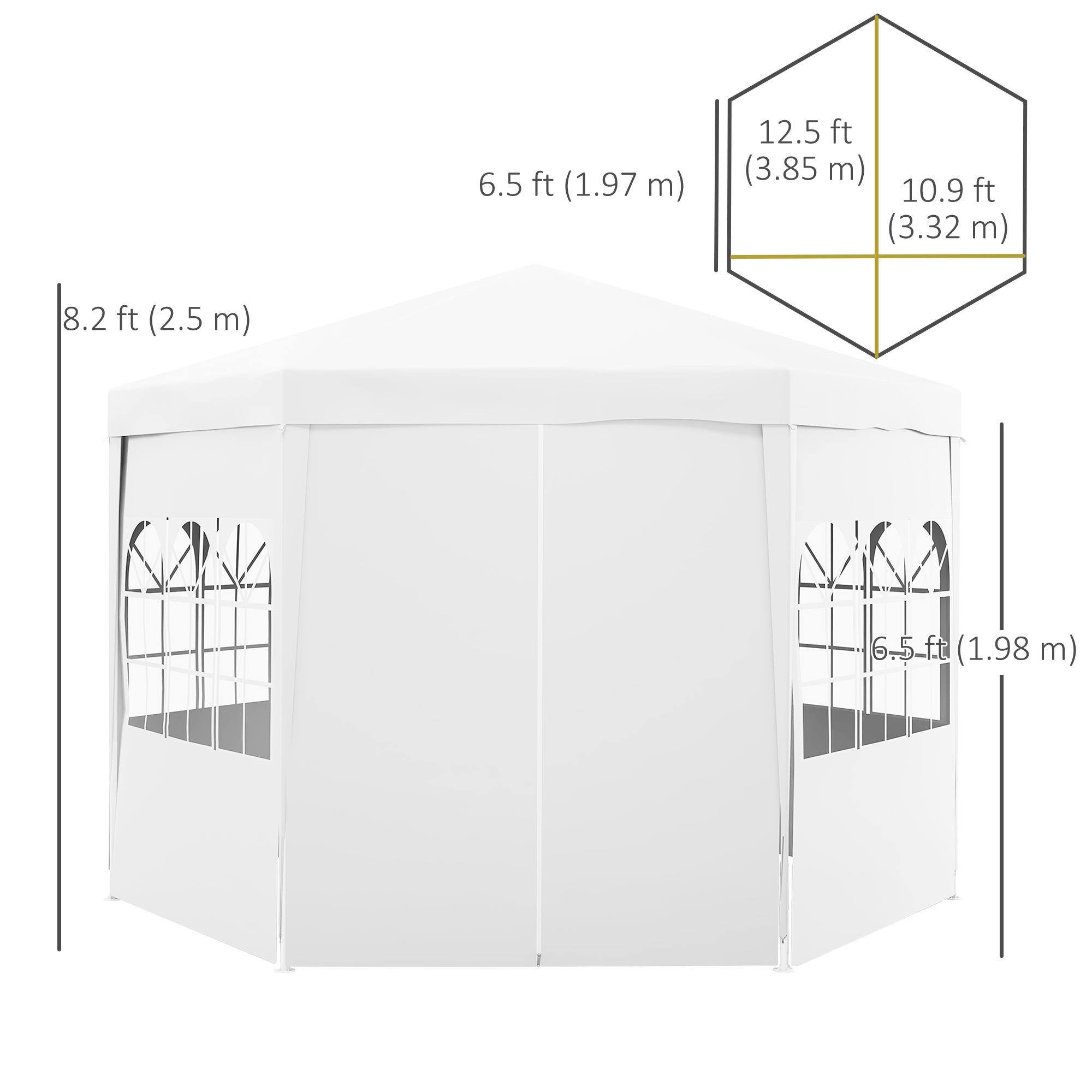 Outsunny 13 ft. Gazebo Canopy Party Tent with 6 Removable Side Walls with Windows and Doors for Outdoor Events, White