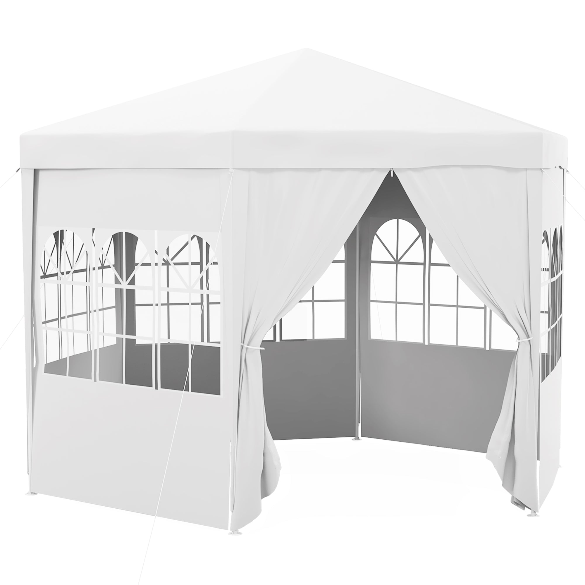 Outsunny 13 ft. Gazebo Canopy Party Tent with 6 Removable Side Walls with Windows and Doors for Outdoor Events, White