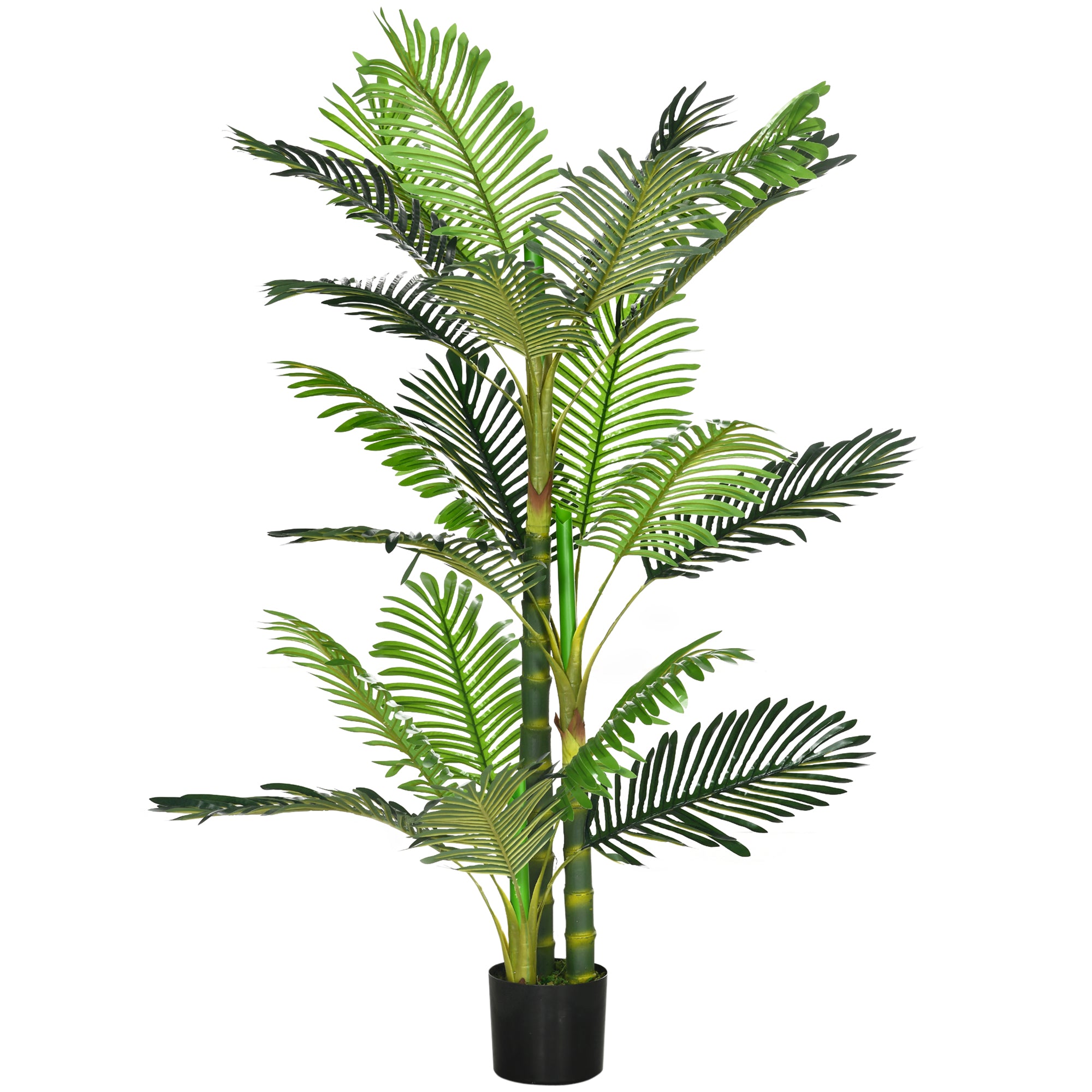 HOMCOM 5FT Artificial Areca Palm Tree in Pot with Realistic Leaves, Indoor Outdoor Tropical Palm Fake Plants for Home Office Living Room Decor