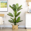 HOMCOM 5FT Artificial Areca Palm Tree in Pot with Realistic Leaves, Indoor Outdoor Tropical Palm Fake Plants for Home Office Living Room Decor