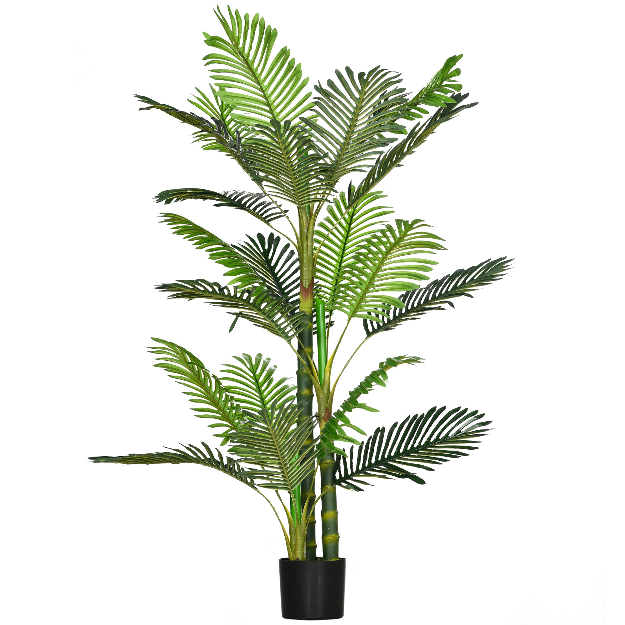 HOMCOM 5FT Artificial Areca Palm Tree in Pot with Realistic Leaves, Indoor Outdoor Tropical Palm Fake Plants for Home Office Living Room Decor