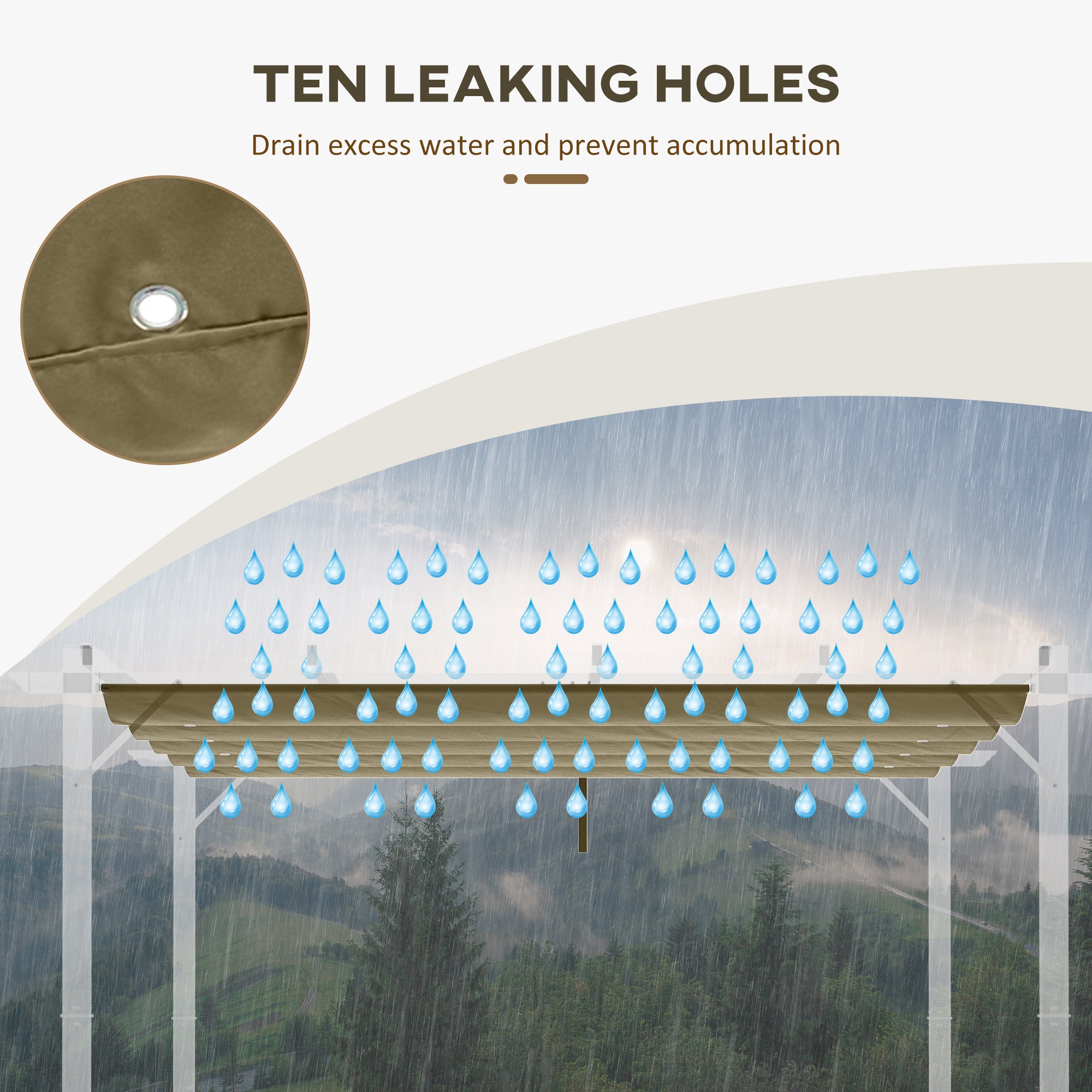 Outsunny Retractable Replacement Pergola Canopy for 10' x 10' Pergola, Pergola Cover Replacement, Tan