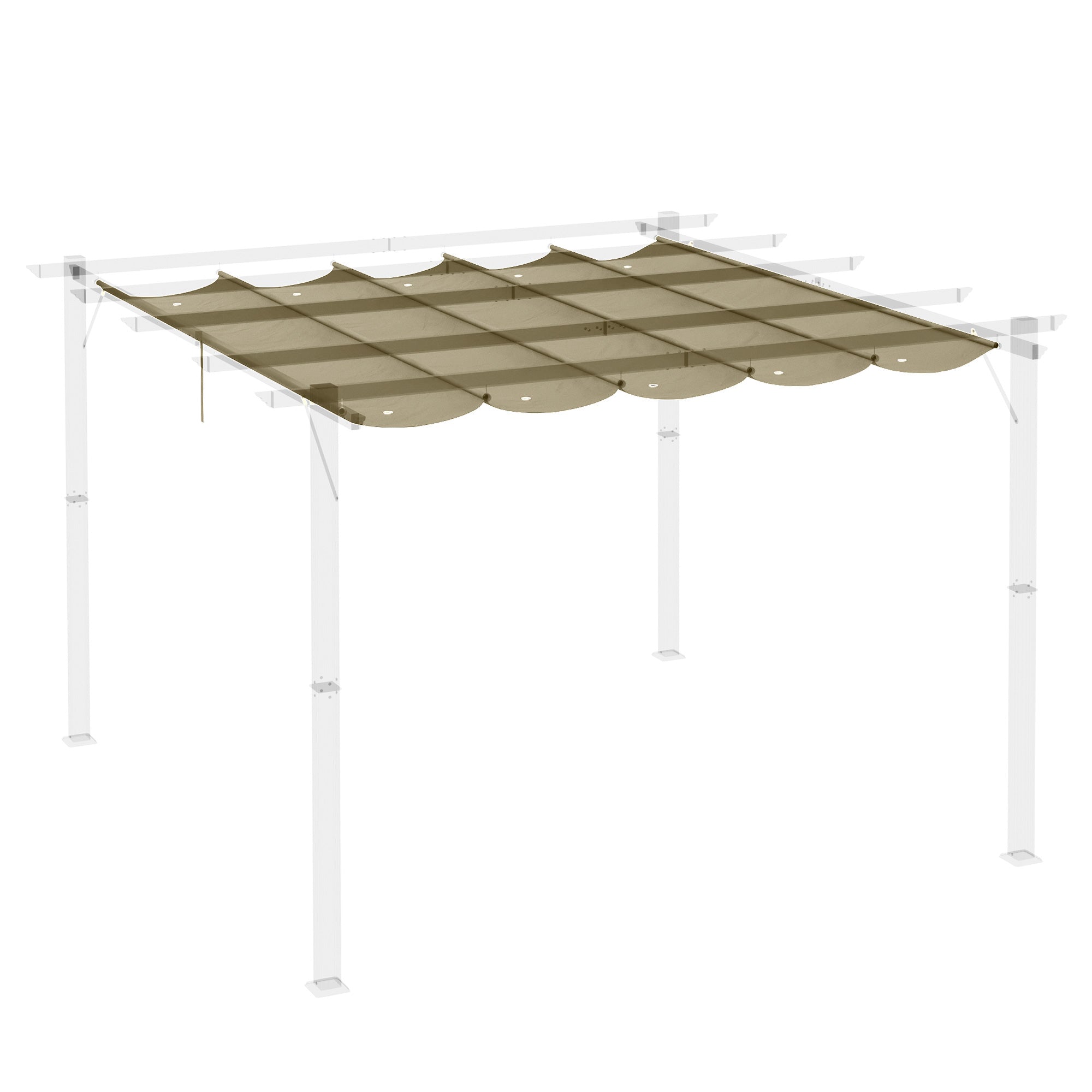 Outsunny Retractable Replacement Pergola Canopy for 10' x 10' Pergola, Pergola Cover Replacement, Tan